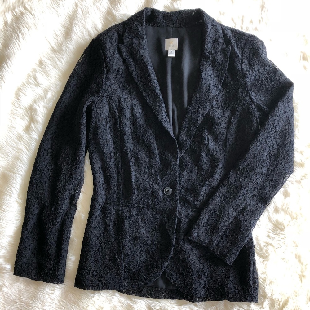 LC Lauren Conrad Black Lace Blazer